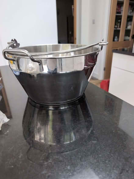 Photo of free A stainless steel preserving pan and some 63mm jam jar lids (Aston SG2) #1