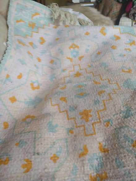 Photo of free Anthropologie brand blue, white and yellow rug (Earlsfield SW18) #1