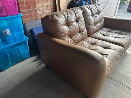 Photo of free 2 seater brown leather sofa (Springfield CM2) #3