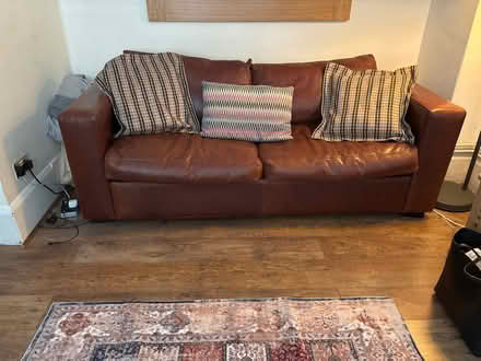 Photo of free Brown leather sofa-bed in good order (Chelsea SW3) #1