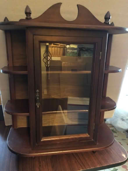 Photo of free Wood Display Cabinet w/ glass door (East Watertown) #1