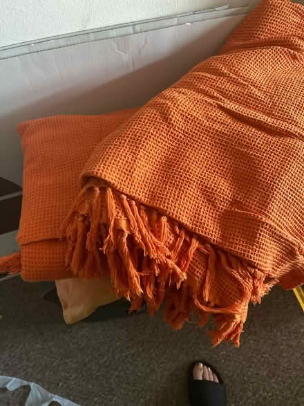Photo of free 2 large orange throws (Beaumont LA1) #1