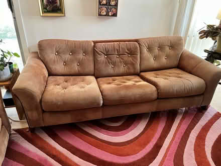 Photo of free Vintage suede sofa, loveseat, chair (Huntington Hills) #3