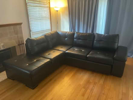 Photo of free black leatherette couch trundle (maple leaf lake city way) #2