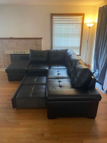 Photo of free black leatherette couch trundle (maple leaf lake city way) #3
