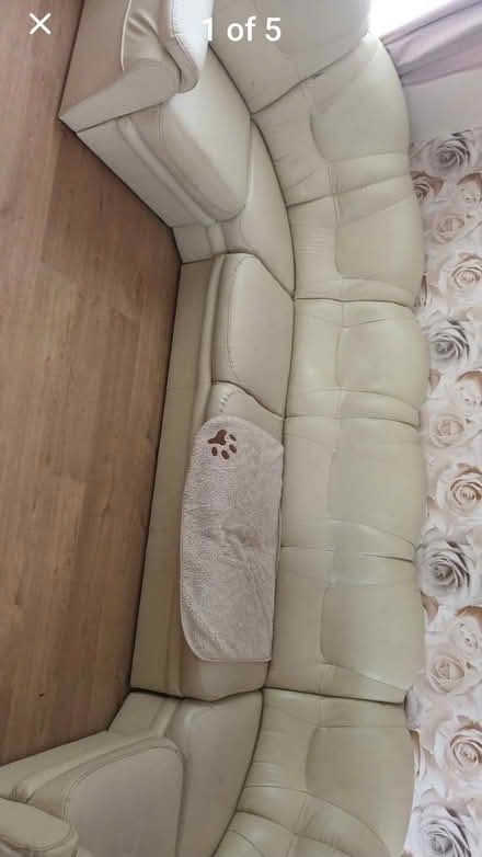 Photo of free Large Cream Leather U Shape Sofa (Gillingham) #1
