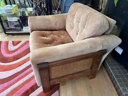 Photo of free Vintage suede sofa, loveseat, chair (Huntington Hills) #1