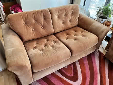 Photo of free Vintage suede sofa, loveseat, chair (Huntington Hills) #2