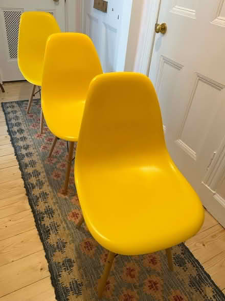 Photo of free 3 yellow plastic Eames style chairs (Hillside Edinburgh EH7) #1