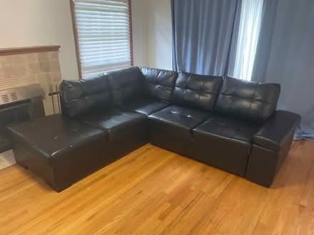 Photo of free black leatherette couch trundle (maple leaf lake city way) #4