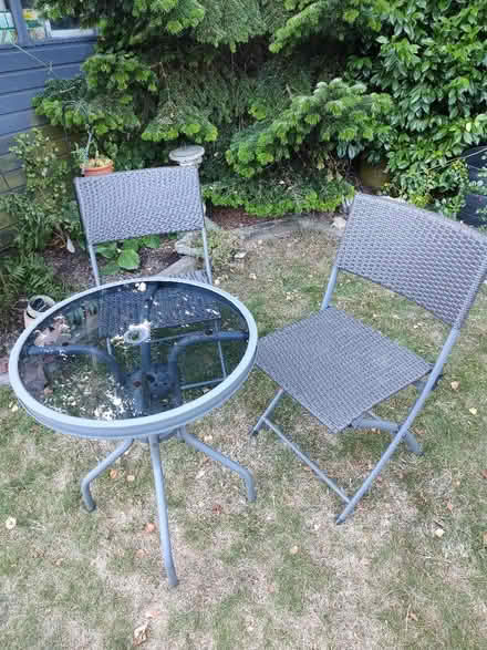 Photo of free Bistro table and 2 folding chairs (Tilekiln TN38) #1