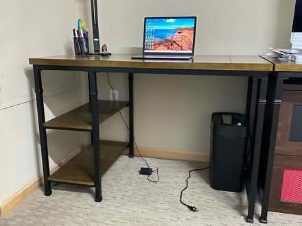 Photo of free Two wooden desks with shelves (Excelsior & Grand) #2