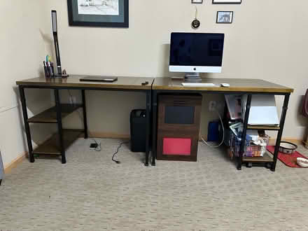 Photo of free Two wooden desks with shelves (Excelsior & Grand) #3