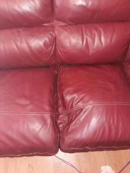 Photo of free 3 seater leather sofa, burgundy. Bartley Green. (Bartley Green B32) #4