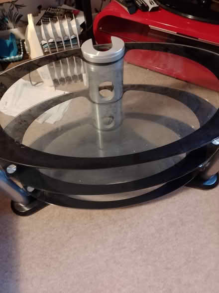 Photo of free Glass t.v. unit, with three shelves (Manningtree) #2