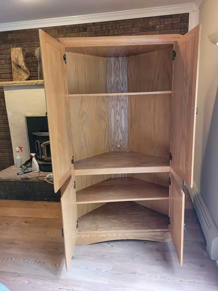 Photo of free Oak Corner Cabinet (Rockaway Borough) #2