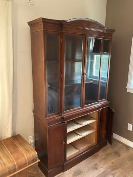 Photo of free Tall wood/glass cabinet (Point Loma) #1