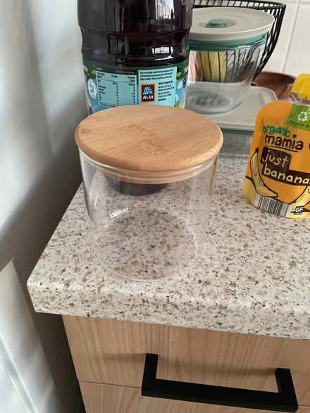 Photo of free Small glass storage jar (Thringstone LE67) #1