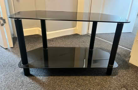 Photo of free Black glass TV stand (Shifnal TF11) #1