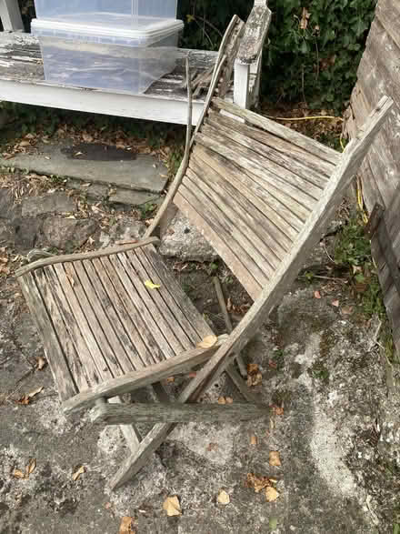 Photo of free Wooden garden chair with broken back (Old Radnor LD8) #1