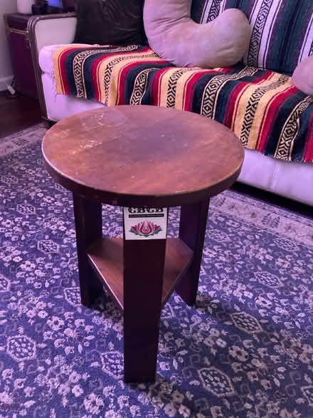 Photo of free circular wooden side table (west oakland) #1