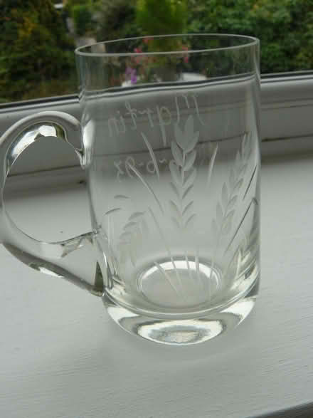 Photo of free Small etched glass tankard (Kempsey WR5) #2