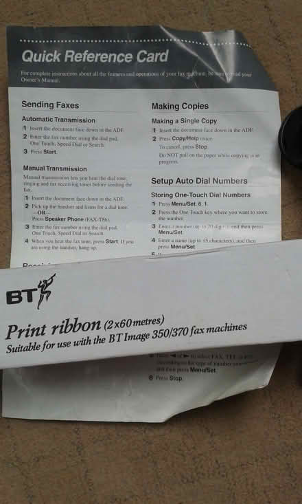 Photo of free Brother T86 Fax Machine, instructions & 2 print ribbons (Ireby CA7) #2