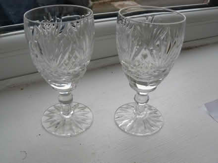 Photo of free 2 x small cut glass sherry glasses (Kempsey WR5) #1