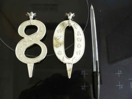Photo of free Silver plastic "8" & "0" cake candle holders (Kempsey WR5) #3