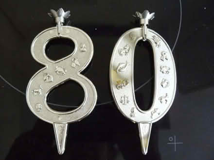 Photo of free Silver plastic "8" & "0" cake candle holders (Kempsey WR5) #2