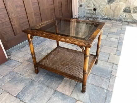 Photo of free glass topped wooden coffee table (Kensington) #1
