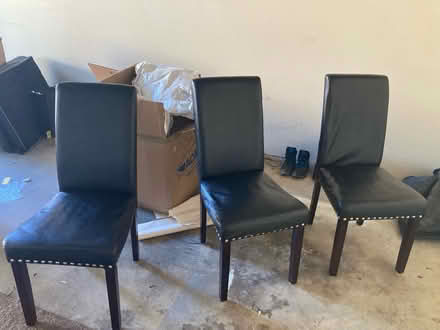 Photo of free 3 black faux leather chairs (Canby) #1