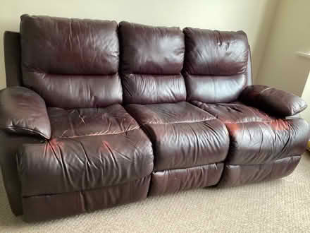 Photo of free Brown leather recliner sofa (Ulverley Green B92) #1