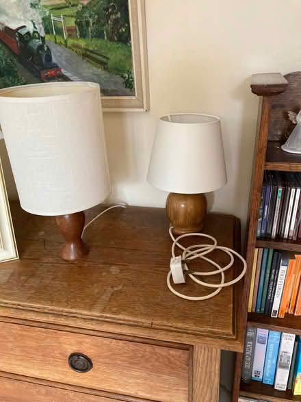 Photo of free 2 bedside lamps with wooden bases. (Upper Radley OX14) #1