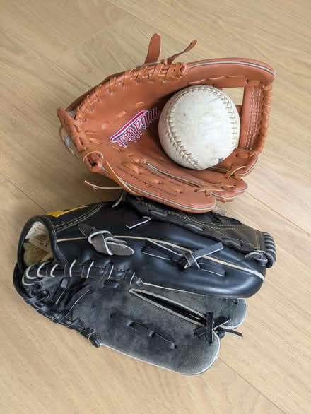 Photo of free Softball gloves and softball (KT15) #1