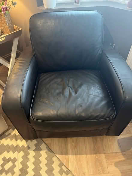 Photo of free Brown leather chair. Super comfortable. Sofa Workshop (Burwell OX28) #1