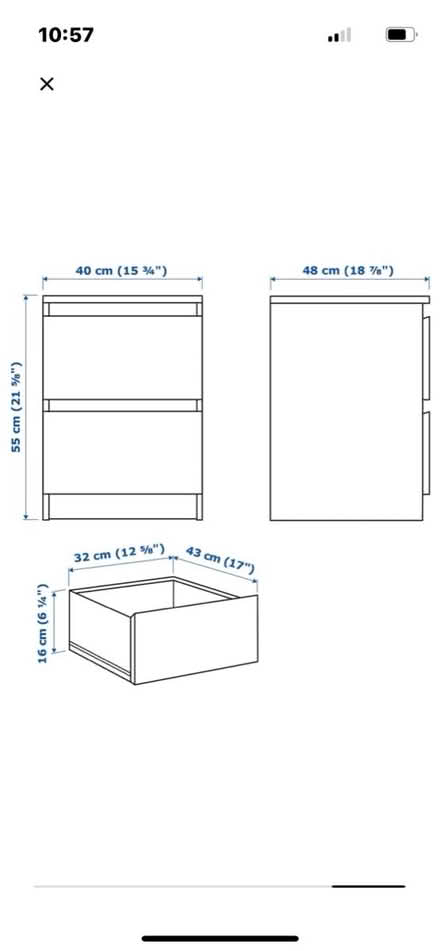 Photo of free IKEA Malm 2 drawer bedside table (Hampton TW12) #4
