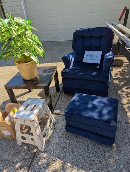 Photo of free Swivel rocker, table, Oui jars (15530 SW Farmer Way, Sherwood) #1