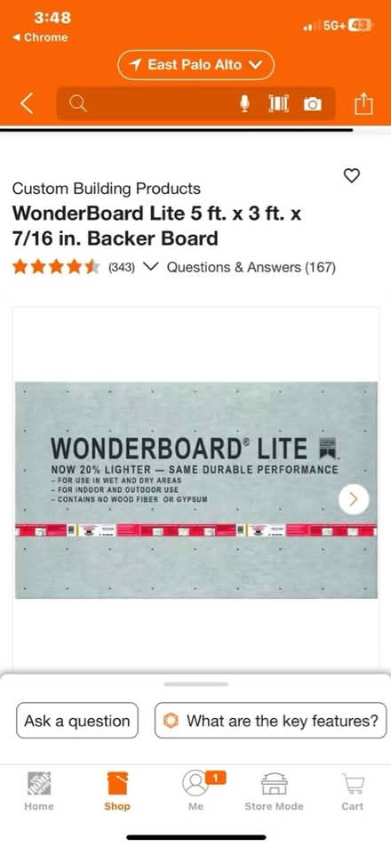 Photo of free wonderboard cement backer board (El Camino/shoreline/Miramonte) #1