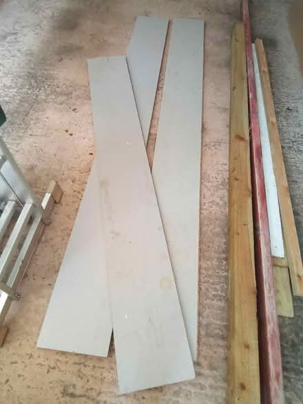 Photo of free Offcuts of a heavy coated Chipboard. 3 lengths 10" wide. (Catherine-de-Barnes B91) #1