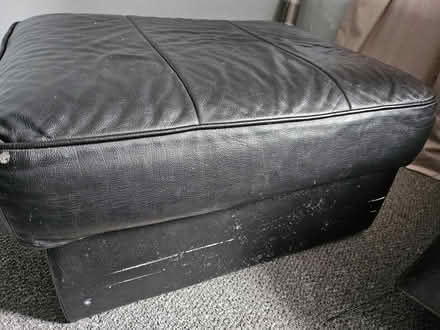 Photo of free 2 seater leather sofa & footstool (Swinton M27) #2