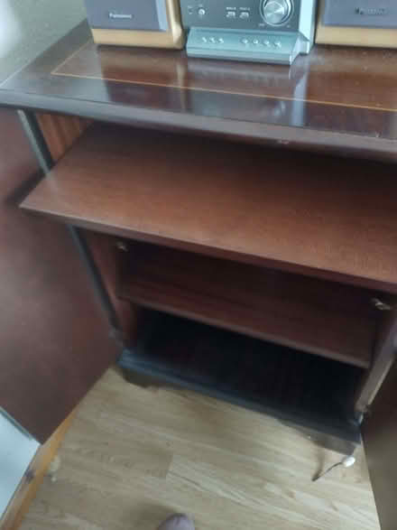 Photo of free Medium size dark wool cabinet with pull out shelf storage (Marston Moretaine MK43) #1