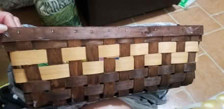 Photo of free Cream and brown rectangle basket (Fordham Rd Bronx.) #1