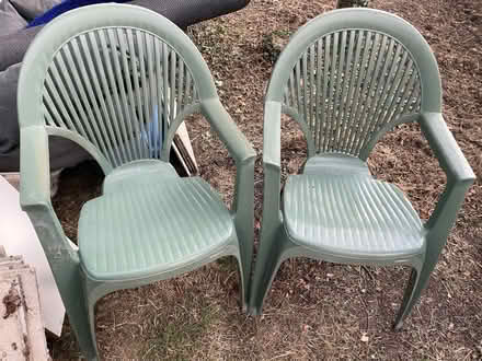 Photo of free x2 green plastic garden chairs (Northaw EN6) #1