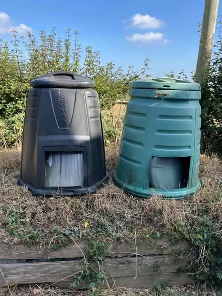 Photo of free Compost bins - 2 plastic dalek-shape lidded bins (Cotleigh EX14) #1