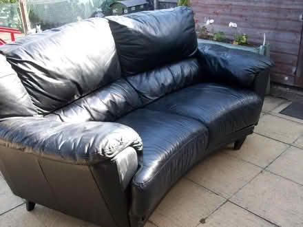 Photo of free Black leather 2/3 seat settee (Castor / peterborough) #1