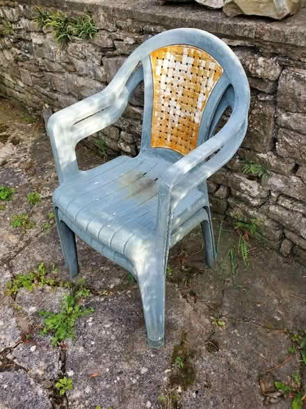 Photo of free 2 x discoloured plastic garden chairs (Kendal LA9) #1