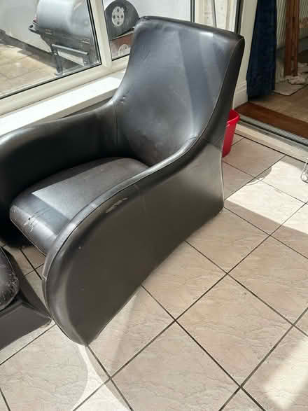 Photo of free Leather armchair and footstool (Heath Charnock PR6) #2
