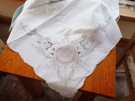 Photo of free Large linen embroidered tablecloth, plus napkins (Fairfield LA1) #2