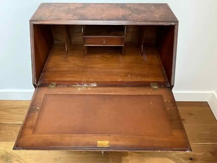 Photo of free Dark wood writing bureau with key (Roundwood AL5) #2